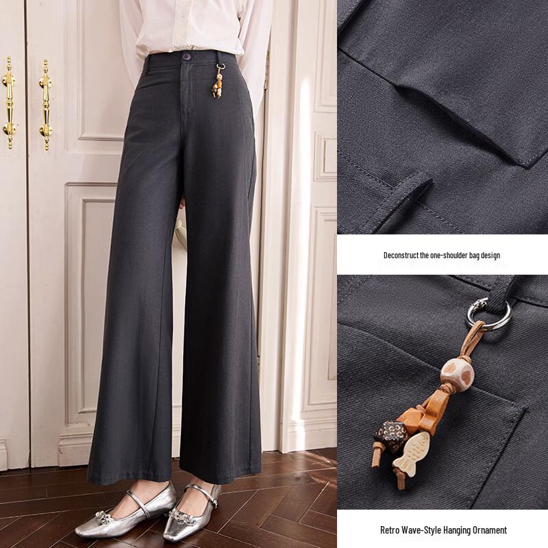 Women's Lyocell-Cotton Blend Wide-Leg Suit Trousers