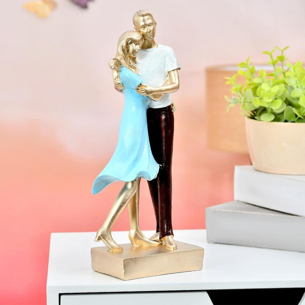 Ethereal Hugging Couple Sculpture | A Tender Expression of Warmth & Togetherness | Perfect for Romantic Interiors – Pack of 1, Multicolor