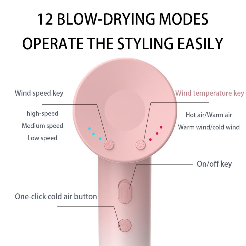 High Speed Electric Hair Dryer High Power 1600W Negative Ion Hair Care Fast Drying Low Noise No Hair Injury