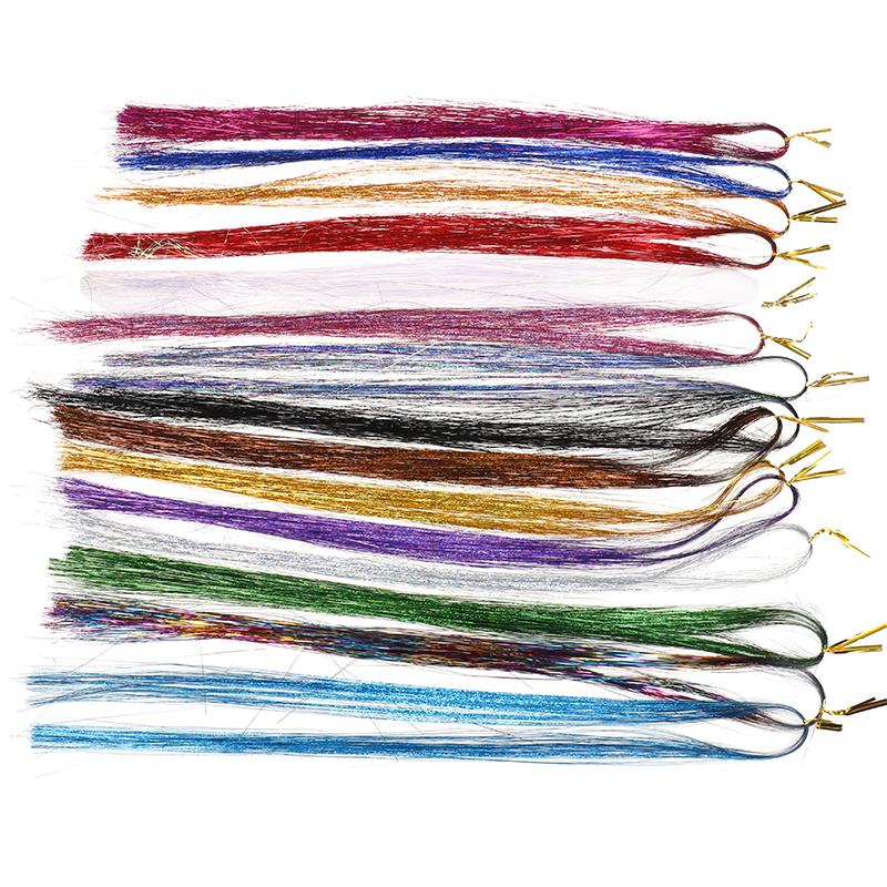 120 fili Capelli Tinsel Bling Seta Capelli Flare Fili Glitter Arcobaleno Decorazione per capelli