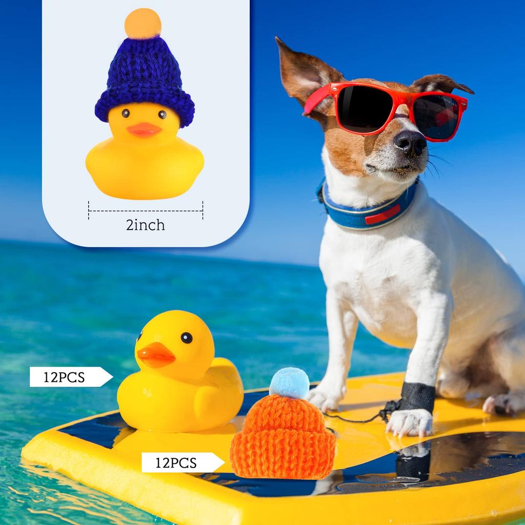 12 Pcs Rubber Ducks With 12 Sunglasses/ Hats/ Headwear/ Scarf Small Cruise Ducks In Bulk Mini Rubber Duckies Toys Gift
