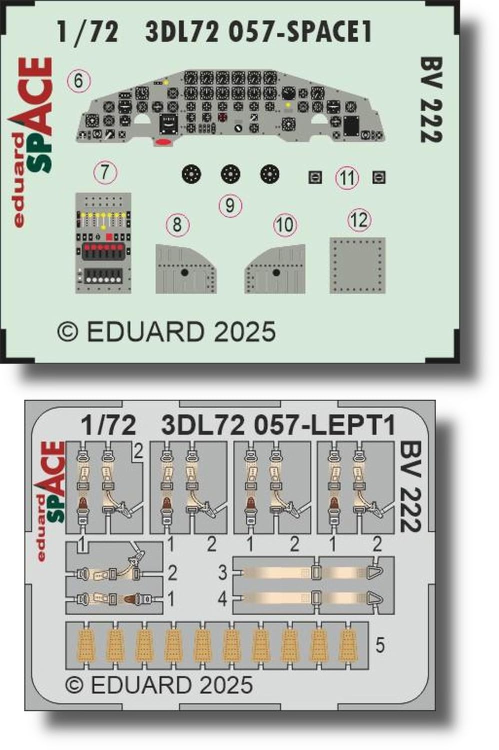 

Eduard Масштаб 1/72 Space BV222 Интерьер 3D Декаль с Набором Фототравления (для Ревелла) Декаль для пластиковой модели EDU3DL72057 (Самолет)