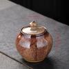 Painted Texture Tea Canister Sealed Ceramic Tea Caddy Storage Jar with Lid Coffee Table Desk Decoration General Jar Candy Can