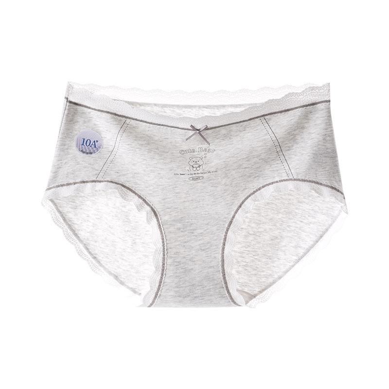 

Big Size Female Early Spring New Product Little Bear Cotton 10A Antibacterial Extension Crotch Breathable Briefs 3XL сірий