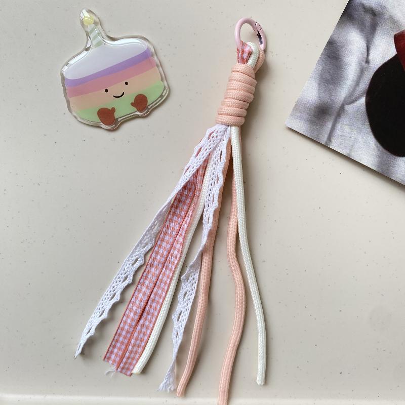 Lace Keychain Braided Rope Charm Pendant Keyring  Simple All-Matching Bag Decoration Jewelry Accessories