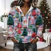 Women's Long Sleeve Christmas Print Pullover Hoodie with