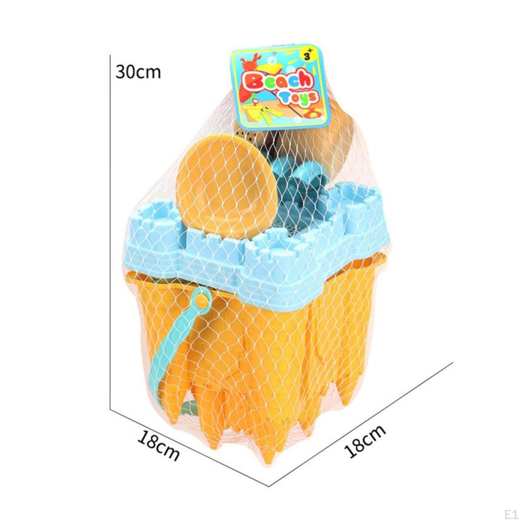 13 Pieces Sandcastle Building Kit Thickened Beach Bucket and Tools Set Rounded Edges Castle