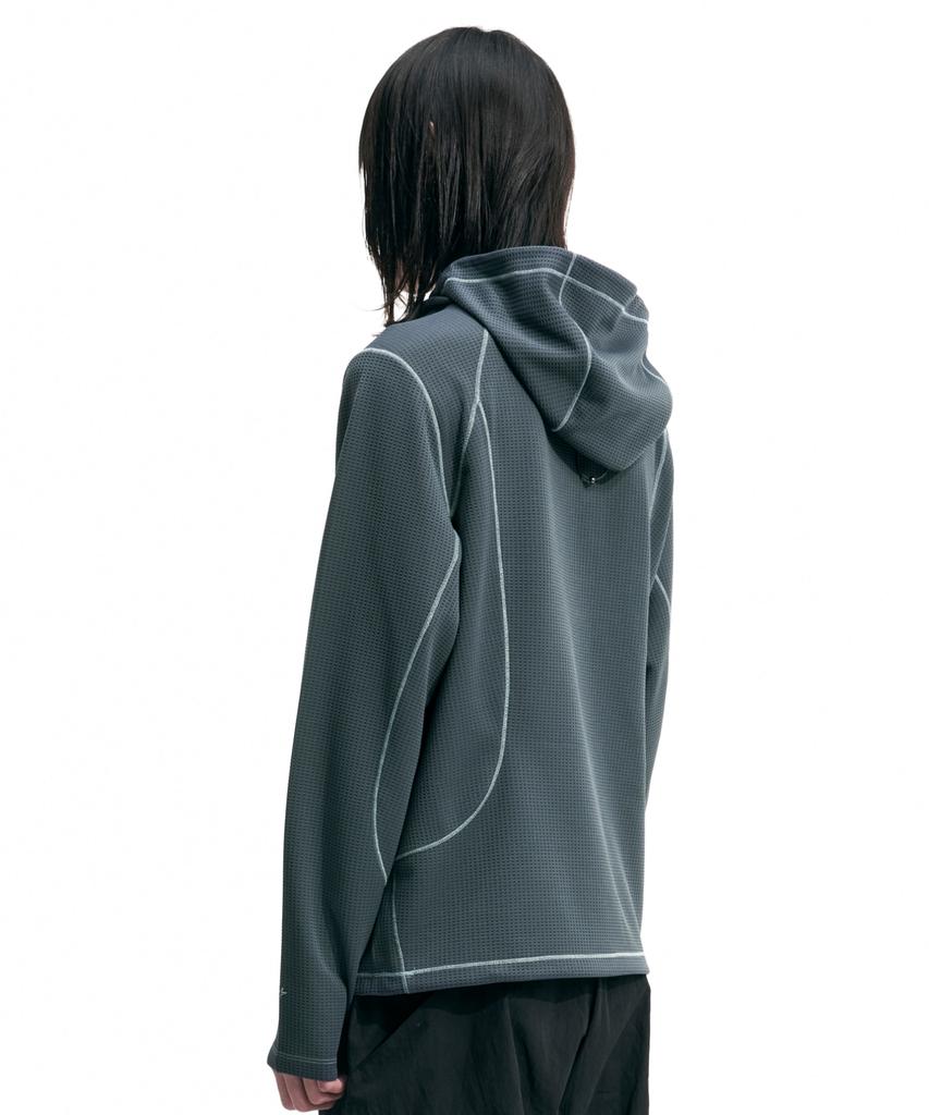 Half Zip Mesh Hoodie Pullover (Charcoal)