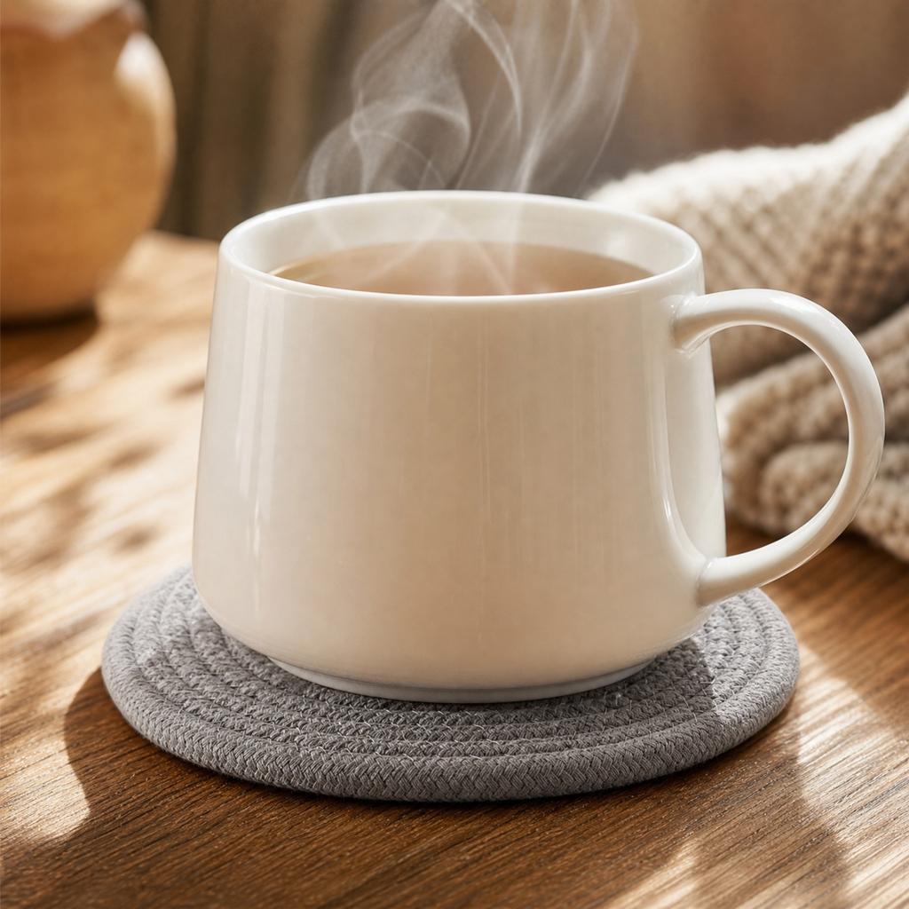Round Woven Straw Coasters Set of 5 with Storage Frame 18cm Diameter Natural Fiber Drink Coasters for Home Kitchen Table Protection