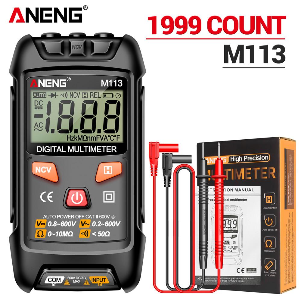 AC/DC Voltage Meter ANENG M113 Inteligent Multimeter Electricity Test Tool 1999 Count Digital Ohm NCV Measuring Mini Instruments