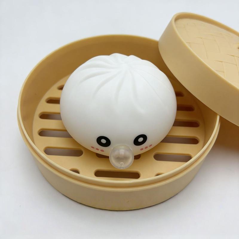 Colorful Stress Relief Squeeze Bubble Bun Toy With Steamer 1Pcs For Adult Relaxation