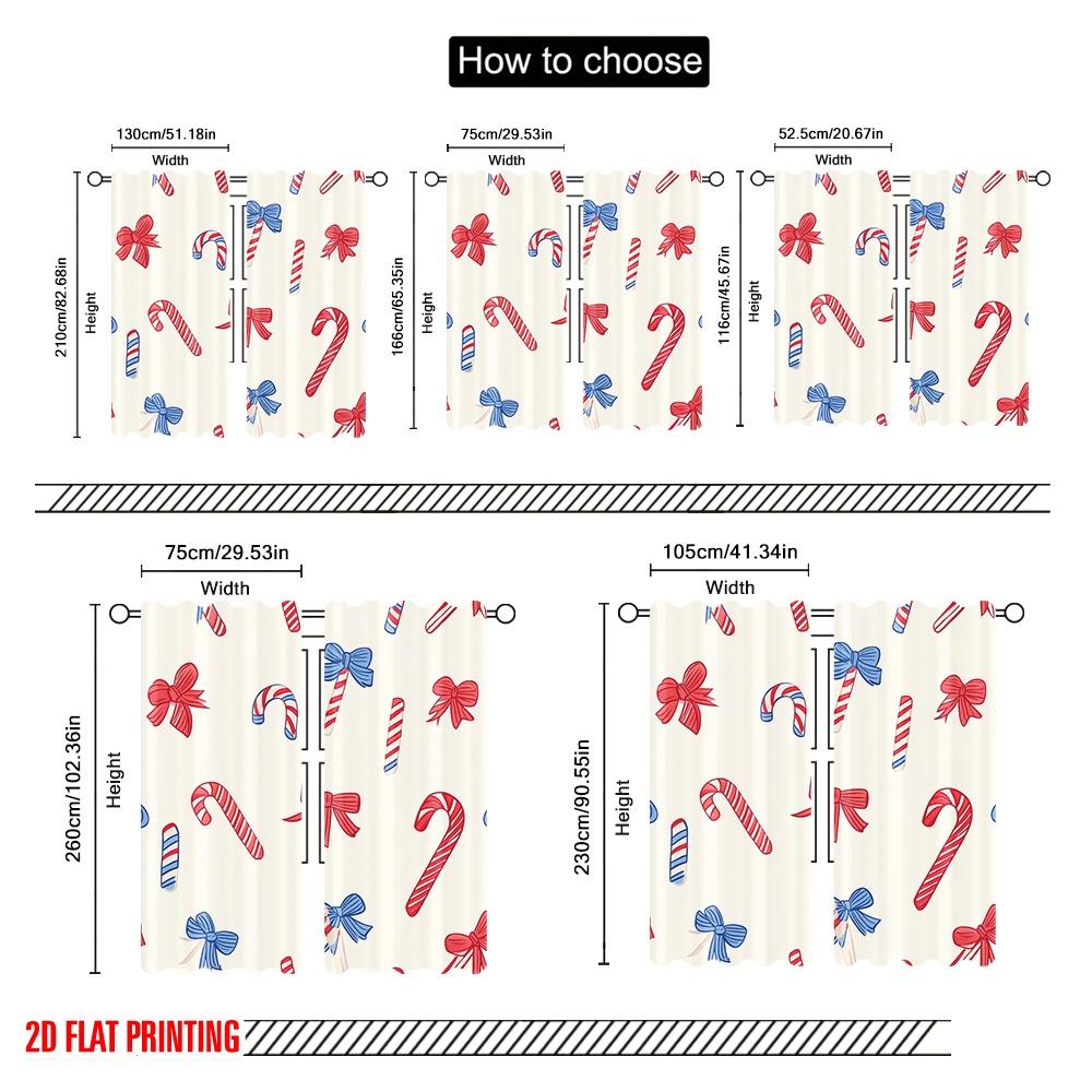 2pcs,2D plane printing Window Curtain Candy Cane Stripes Christmas (2) Durable Polyester (without rod) Gifts for Living Room &