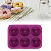 6 Cavity Silicone Donut Baking Pan Donut Chocolate Mold Microwave Freezer Safe(Purple)
