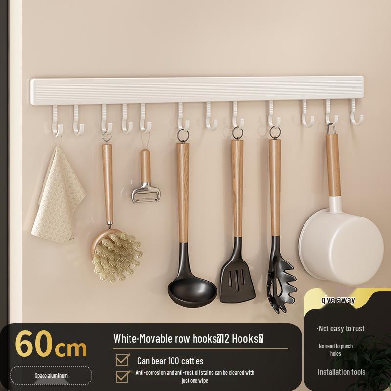 Multi-Functional Wall-Mounted Kitchen Hook Rack for Utensil Storage