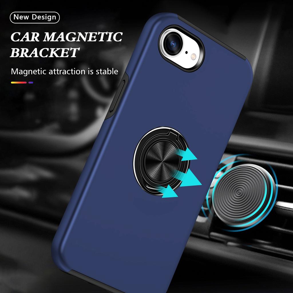 For iPhone 16e Case PC + TPU Phone Cover with Rotatable Ring Holder