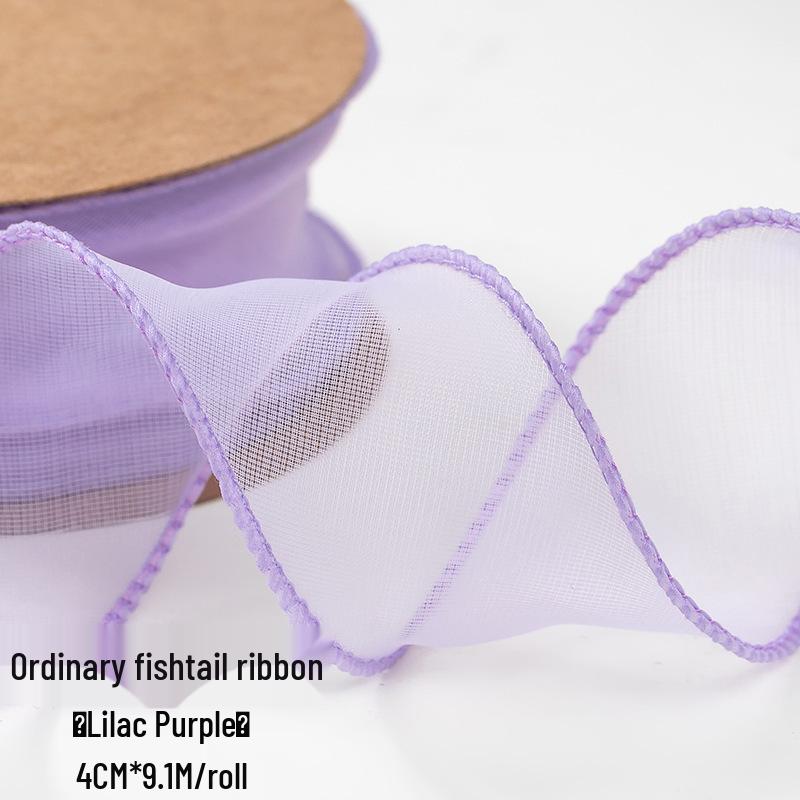 4cm Gold Edge Fishtail Yarn Ribbon for Floral Bouquets, Cake Decorations, Gift Bows, and DIY Projects.