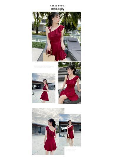 2026 Korean Style Women's One-Piece Boyshort Swimsuit - Slimming, Tummy-Concealing, Sexy and Conservative with Fairy Student Look