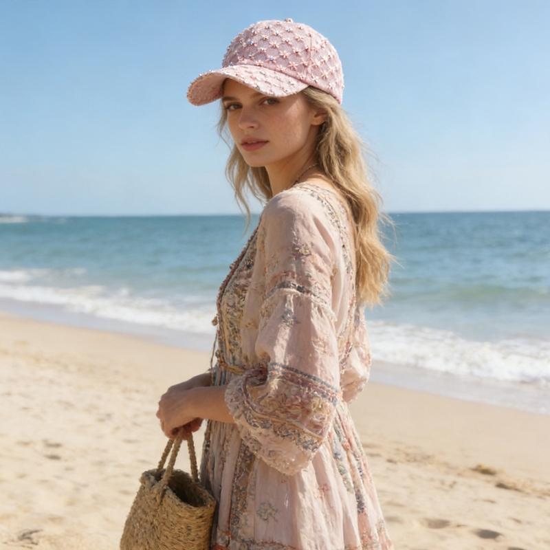 Stylish Floral Baseball Cap For Women And Men With Adjustable Strap Sun Protection Polyester Fabric Outdoor Caps