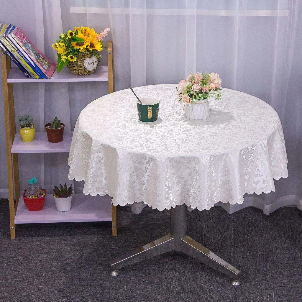 European Style Home Hotel Round Table Cloth Round Tea Table Thickened PVC Blend Waterproof Oil Resistant Washable Table Cloth