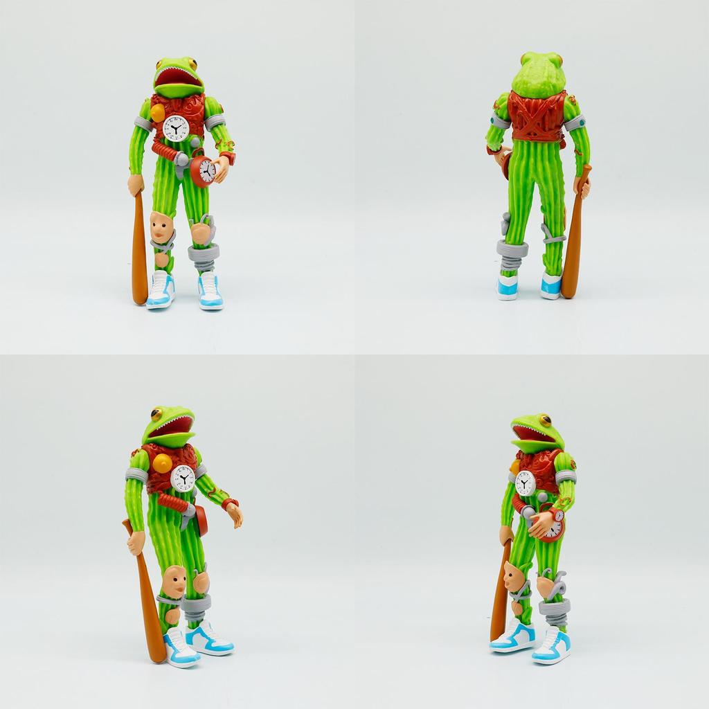 Italian Brainrot Al Cactus Clock Fusion Monster Pvc Toy With Running Shoe Design For Kids Playroom Decor