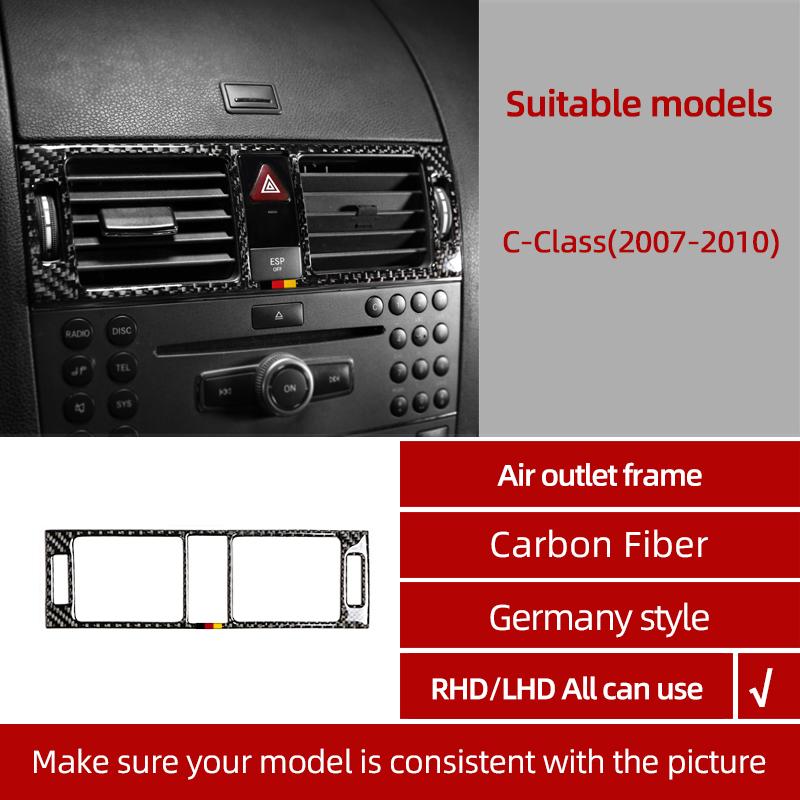 BETTERHUMZ For Mercedes Benz W204 C Class Accessories Carbon Fiber Central Control Gear Shifter Panel Trim Sticker Car Interior