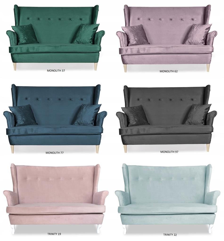 Zestaw wypoczynkowy mebli uszak Ari sofa fotele pufy Family Meble komplet