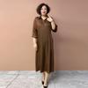 Women’s Silk Dress Summer Lapel Plus-size Dress Solid Color Soft Skin-friendly Breathable Silk Long Dress