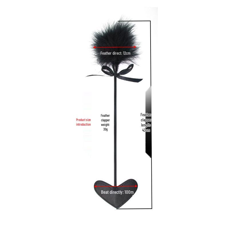 Colorful Plush Heart Paddle with Black Rod - Adult Bondage Product for Women