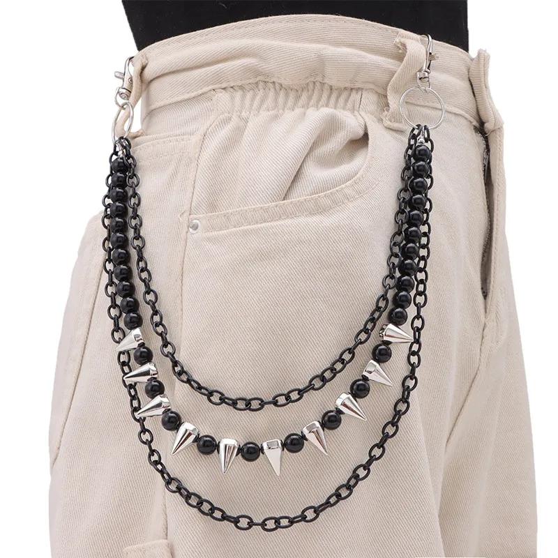 

Punk Spike Rivet Layered Metal Chain Keychains For Men Women Pants Jeans Biker Gothic Rock Belt Chains Jewelry Accessories Gift