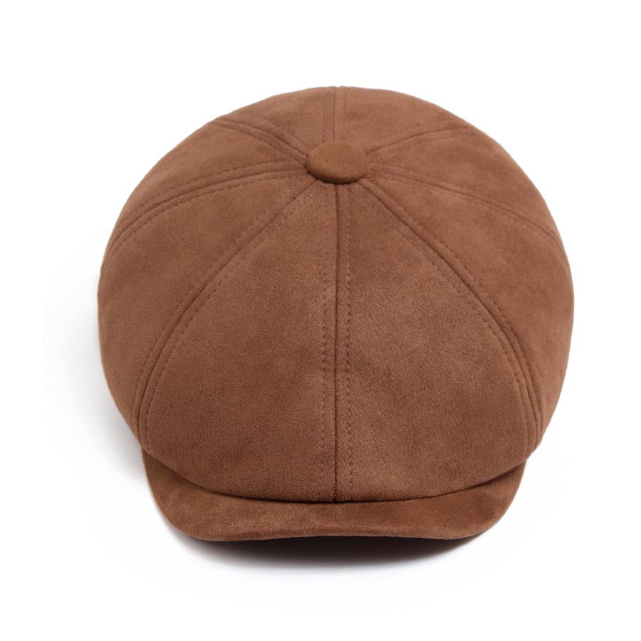 Men's and Women's Suede Newsboy Cap: Retro, Fashionable Autumn/Winter Octagonal Hat and Casual Painter Beret.