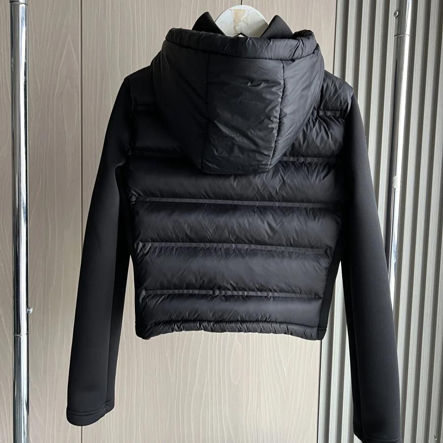 Women's Lightweight Warm Down Jacket with Long Sleeves and Zippered Hooded Sports Coat