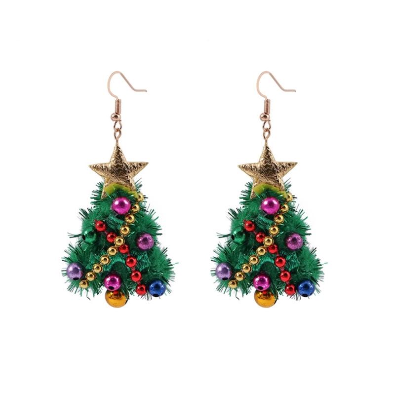 Fashion Christmas Tree Pendant Earrings Unique Charm Dangle Earrings Alloy Jewelry Birthday Gift for Women Girls