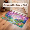 Mushroom Forest Theme Crystal Velvet Floor Rug Personalized Custom Name Text Warm Carpet Home Decoration