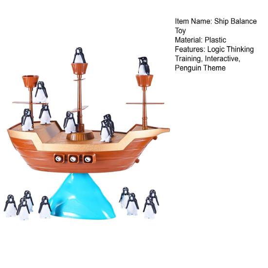 Penguin Pirate Ship Balance Toy Logic Thinking Focus Training Multi-player Interactive Balance Tower Board Game Toddlers Educational Balancing Toy