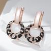 Shiny Natural Zircon Leopard Print Drop Earrings For Women Unique  Rose Gold And Black Plating Daily Fine Jewelry