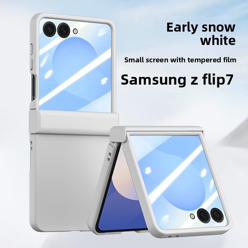 Fashion Candy Color Skin Feel Matte Hinge Protect Case for Samsung Galaxy Z Flip 8 7 6 5 4 3 Tempered Glass Film Anti-drop Cover
