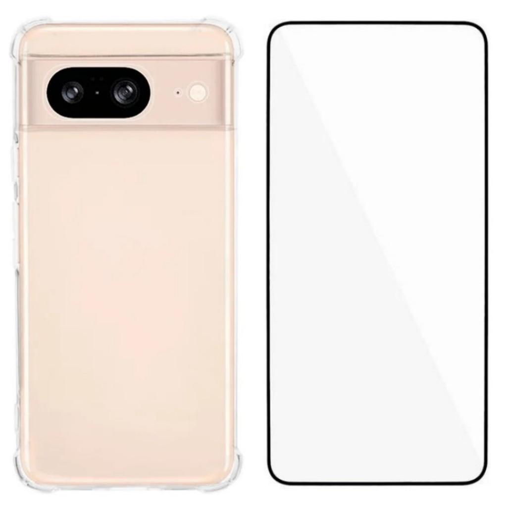 For Google Pixel 8 TPU Case WANLONFENG WL3 Series 1.5mm Phone Cover with Tempered Glass Film