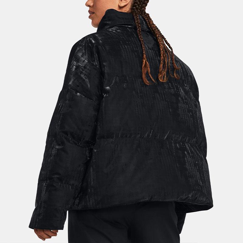 Under Armour ColdGear Velvet Finish Training Sports Stand Collar Down Jacket Women Jackets Black 1378859-001