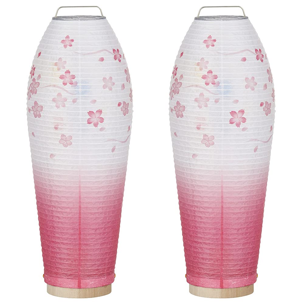 Buddhist Altar Shop Takita Shoten Bon Lantern Mini Bon Lantern LED Cordless Rotating Lantern Tokage Soft Cherry Blossom Pair Set Height 28cm X Width