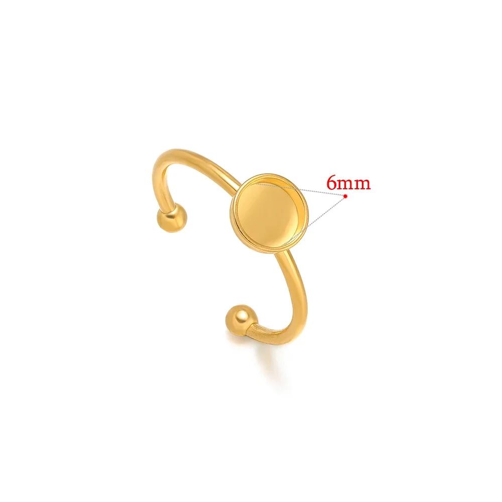 10pcs Adjustable Stainless Steel Open Ring Settings Blank Base Bezel Cabochons Rings for DIY Jewelry Making Finger Accessories