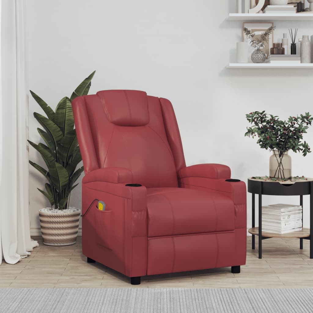 Vidaxl Massagesessel, Weinrot, Mit Kunstleder bezogen