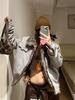 American Style Fluffy Patchwork Stand Collar Plus Velvet Casual Thickened Autumn/Winter Jacket