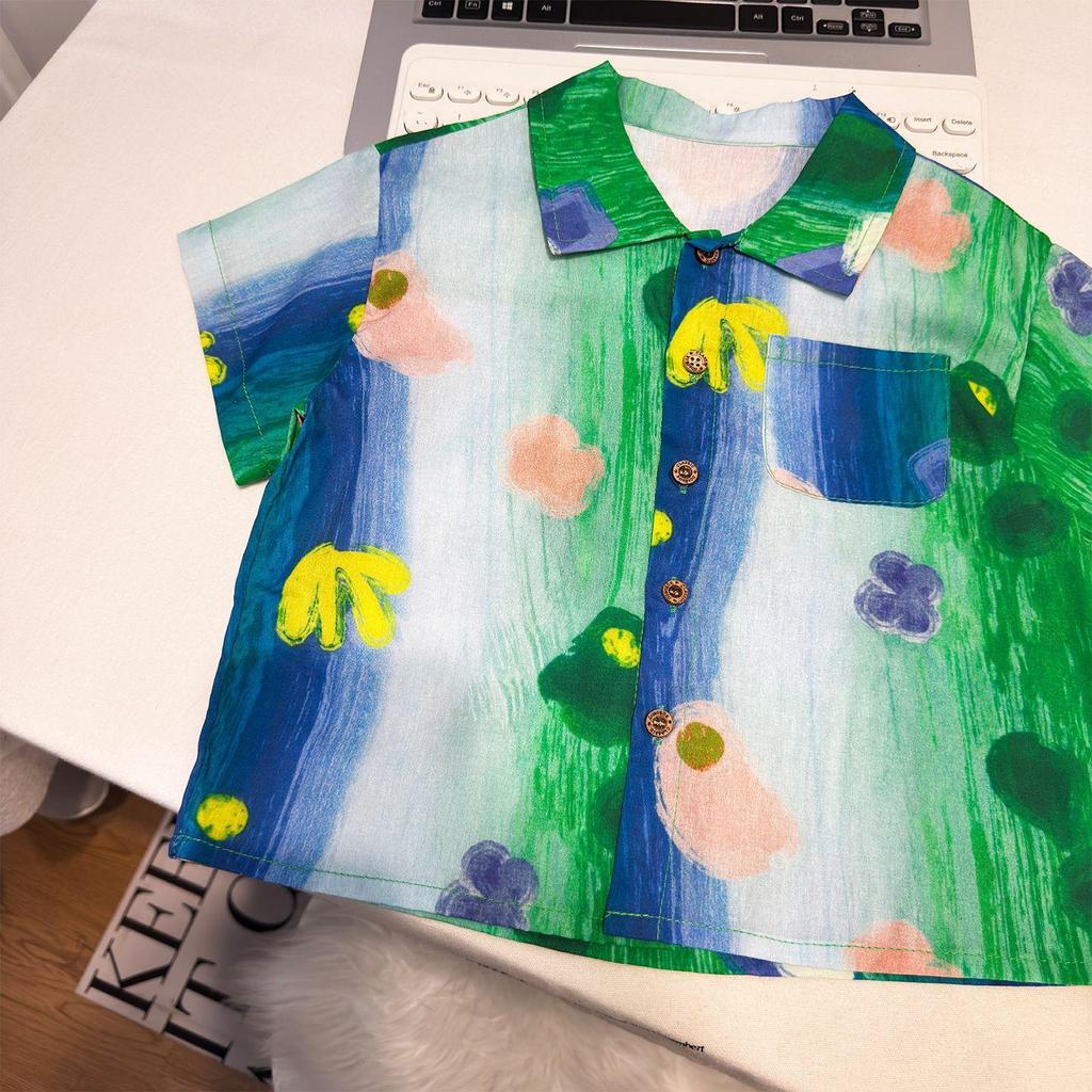 2026 Boys' Summer Floral Short-Sleeve Shirt - Stylish, Thin, Loose-Fit Children's Wear