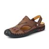 New Closed-Toe Slippers Men's Leather Summer Breathable Hollowed Leisure Sports Hole Outdoor Beach Sandals