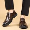 High-End Fashionable Men's Lace Up Dress Shoes Cow Leather Top Layer Rubber Outsole Young Business Suit Shoes For Men