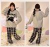 Damski Słodki Kreskówkowy Flanelowy Zestaw Piżamowy - Gruby, Podszyty Polarem i Przytulny na Jesień i Zimę