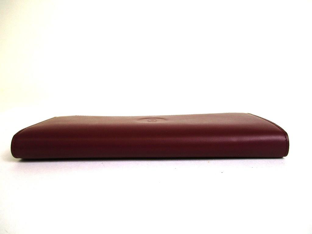 Authentisches Cartier Must de Cartier Bordeaux Leder Langes Klapp-Scheinportemonnaie #b131 Geöffnete Schachtel