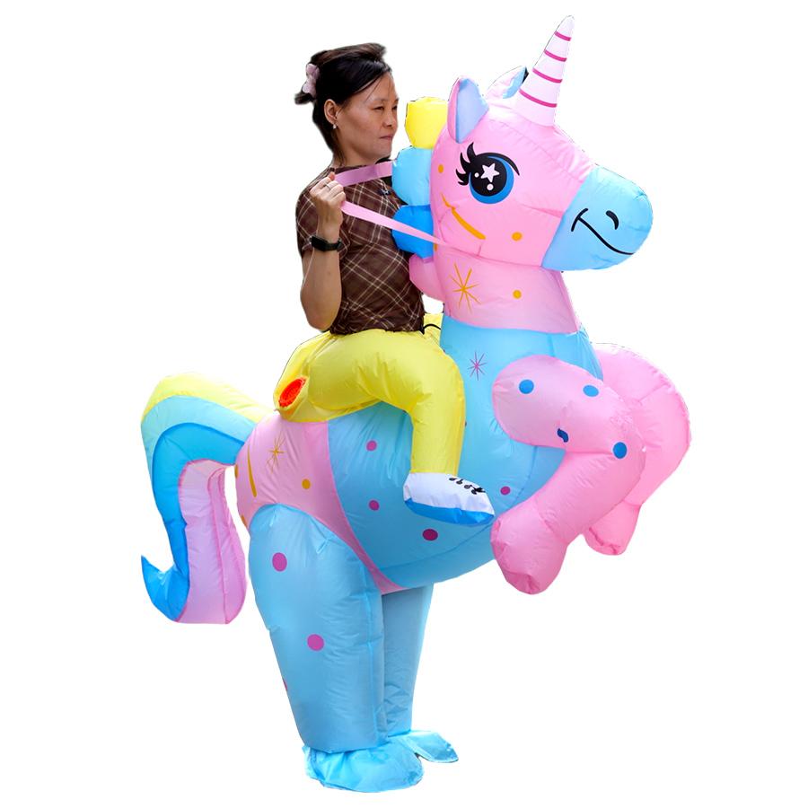 Colorful Unicorn Knight Inflatable Costume - Colorful Halloween Christmas Party Role Playing Set, Suitable for Height 150-190cm