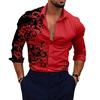 Men Shirt Gradient 3D Printed Long Sleeve Turndown Collar Slim Fit Temperament Button Down Shirt Men Clothing