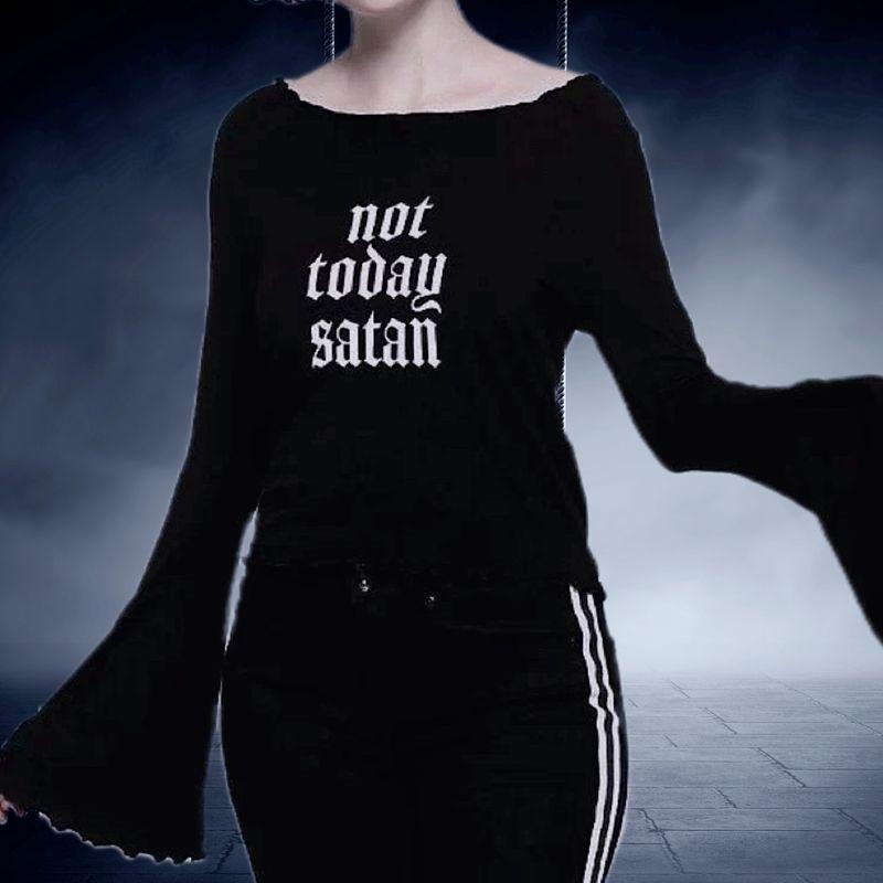 

Export USA Dark Goth Subculture Punk & Rock Scoop Short Court Style Sleeve Sexy Sexy Stretch T-shirt Black F1-1 L